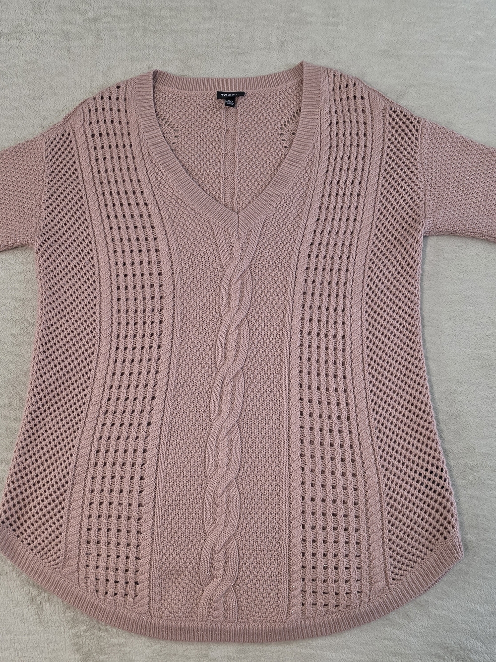 Torrid Women's Dusty Rose Cable Knit V-Neck Sweater